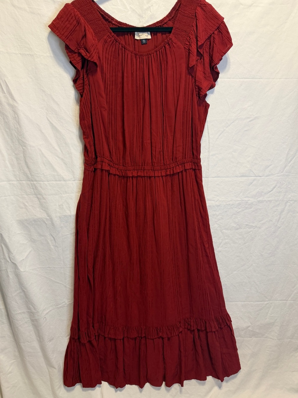 Universal Thread Burgundy Ruffle Sleeve Midi Dress